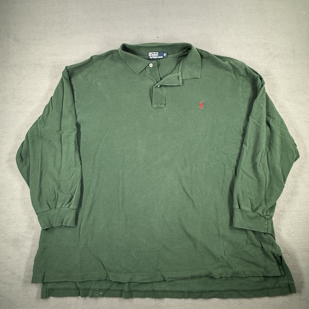 Polo Ralph Lauren Polo Shirt Mens 3XLB Big Green Long Sleeve Red Pony